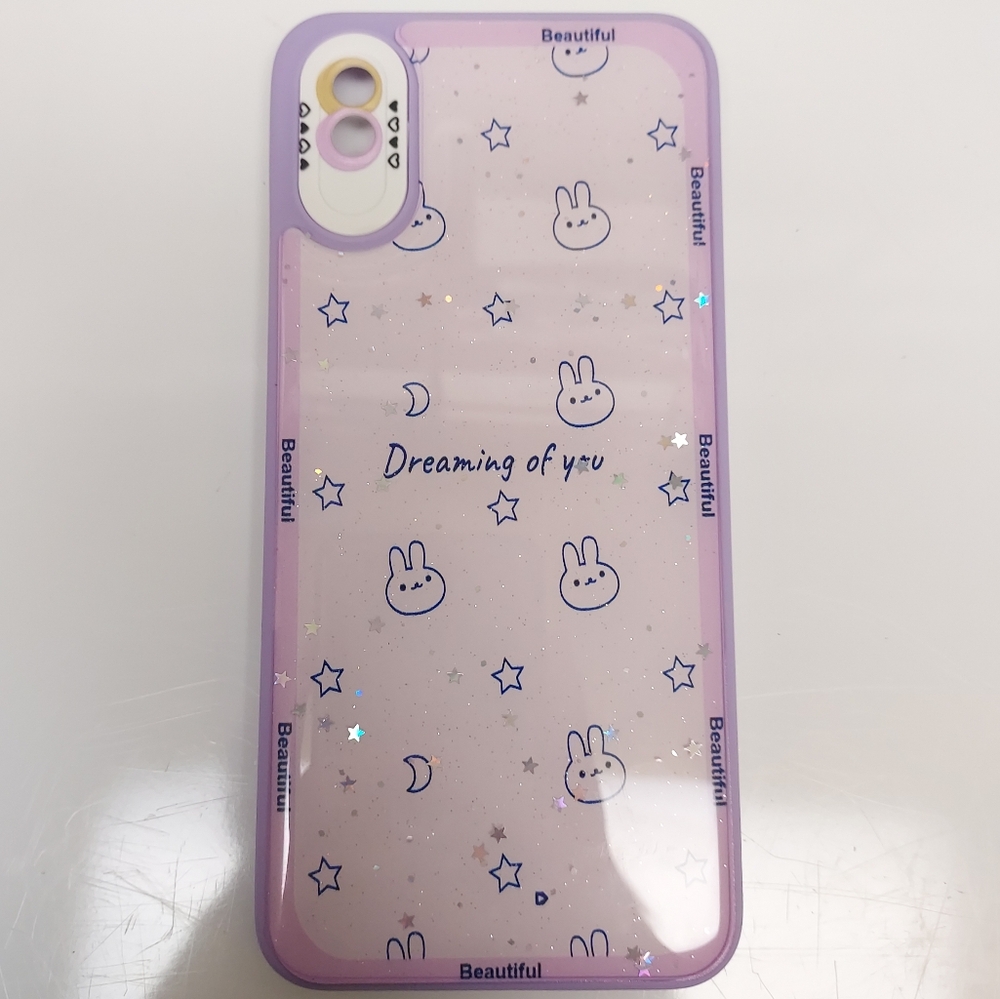 🐰 iPhone 15 pro max plus shock proof case lilac kawaii bunny sparkly dreaming